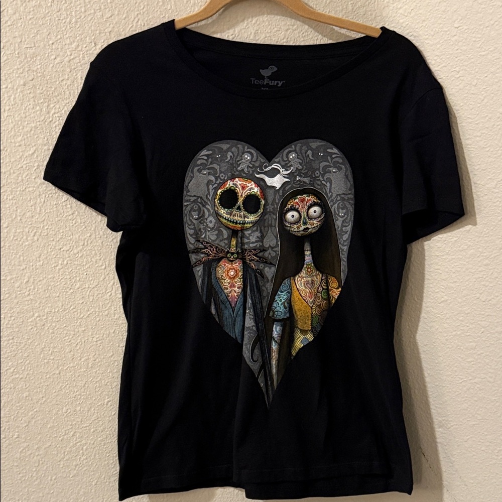 Jack Skellington and Sally Sugar Skull Shirt from Tee Fury - Junior XL - NWOT